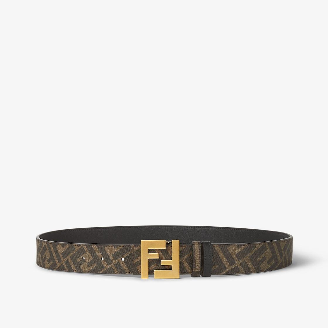Squared FF beltBlack leather reversible belt Product Image