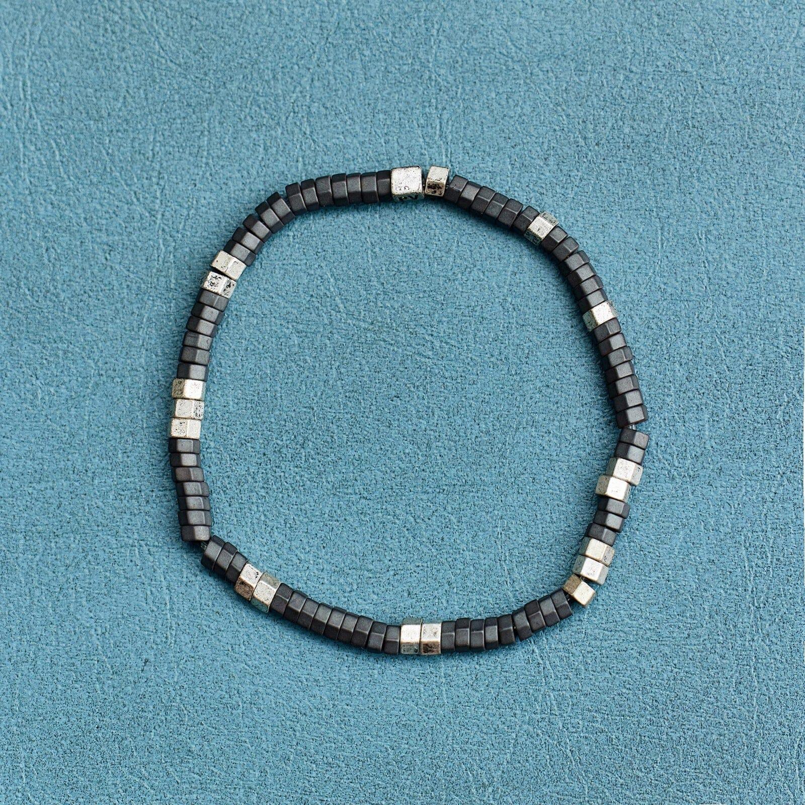 Men's Faceted Pyrite Stretch Bracelet Male Product Image