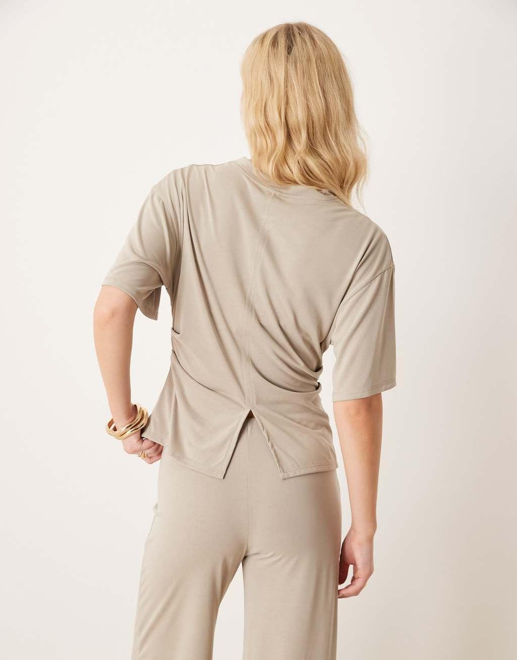 ASOS DESIGN modal corset waist tee in sage Product Image