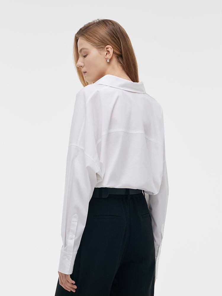 Lapel Oversized V-Neck Women Shirt Product Image