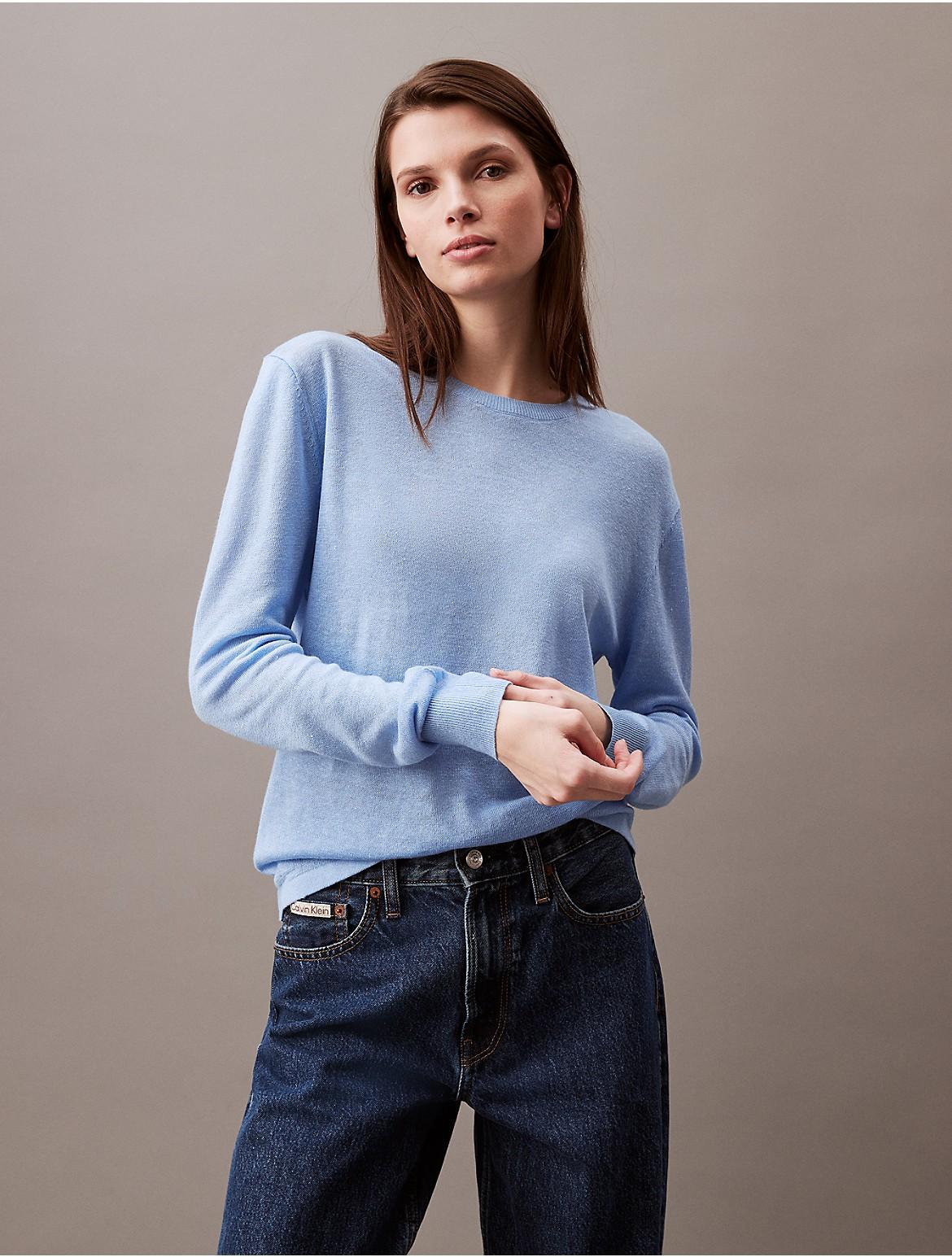Calvin Klein Women's Linen Blend Sweater - White - XS Product Image