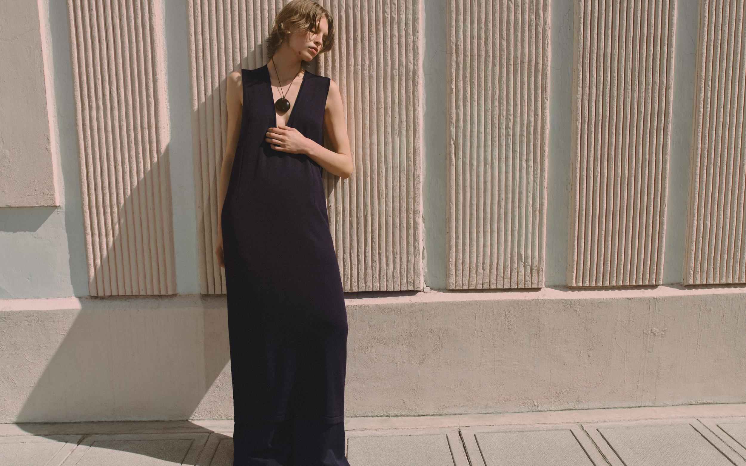 KNITTED COTTON MIDI DRESS Product Image