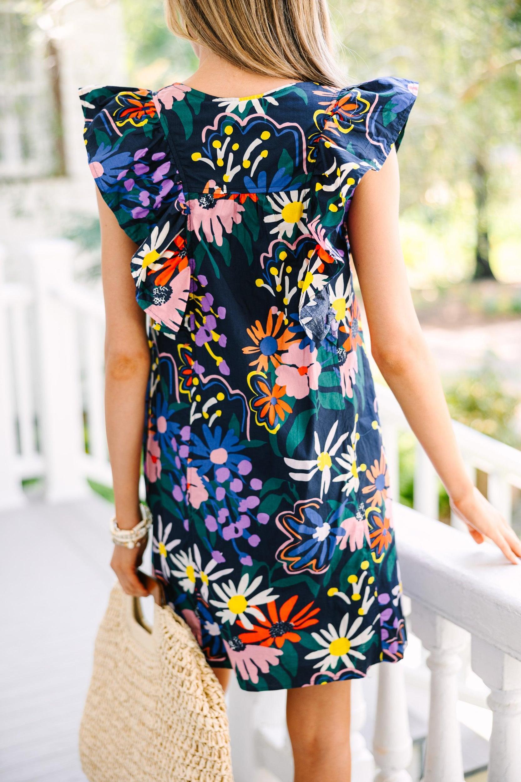 You've Got It All Navy Blue Floral Dress Female Product Image