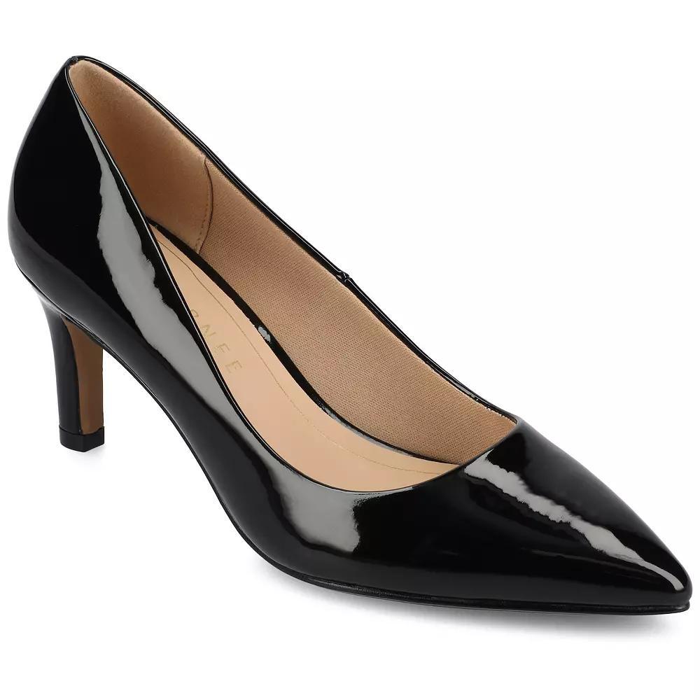 Journee Scylee Slip-On Stiletto Pointed-Toe High Heel Shoes, Women's, Size: 10 Wide, Black Patent Product Image