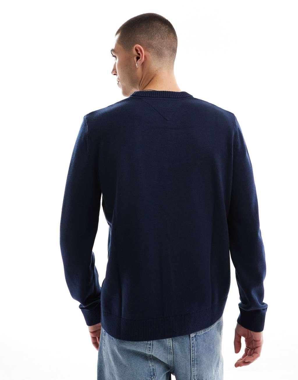 Tommy Jeans linear logo sweater in navy Product Image