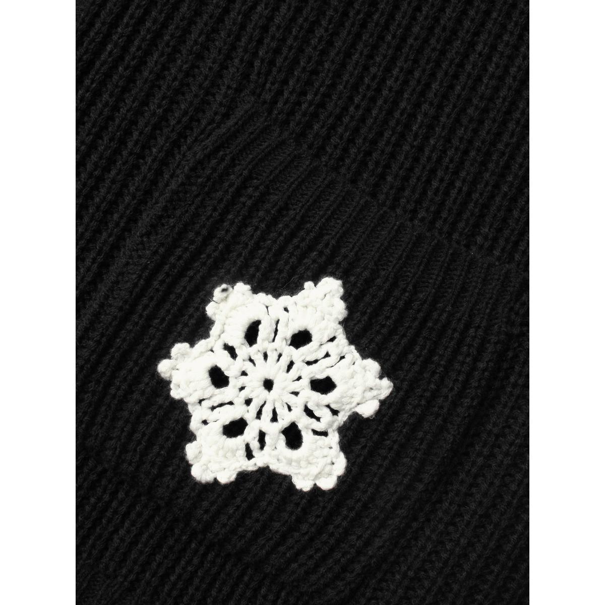 Plus Size Snowflakes Embroidered Open Cardigan Black Women Casual Loose Long Sleeve Everyday Cardigans BloomChic 14-16/1X Product Image
