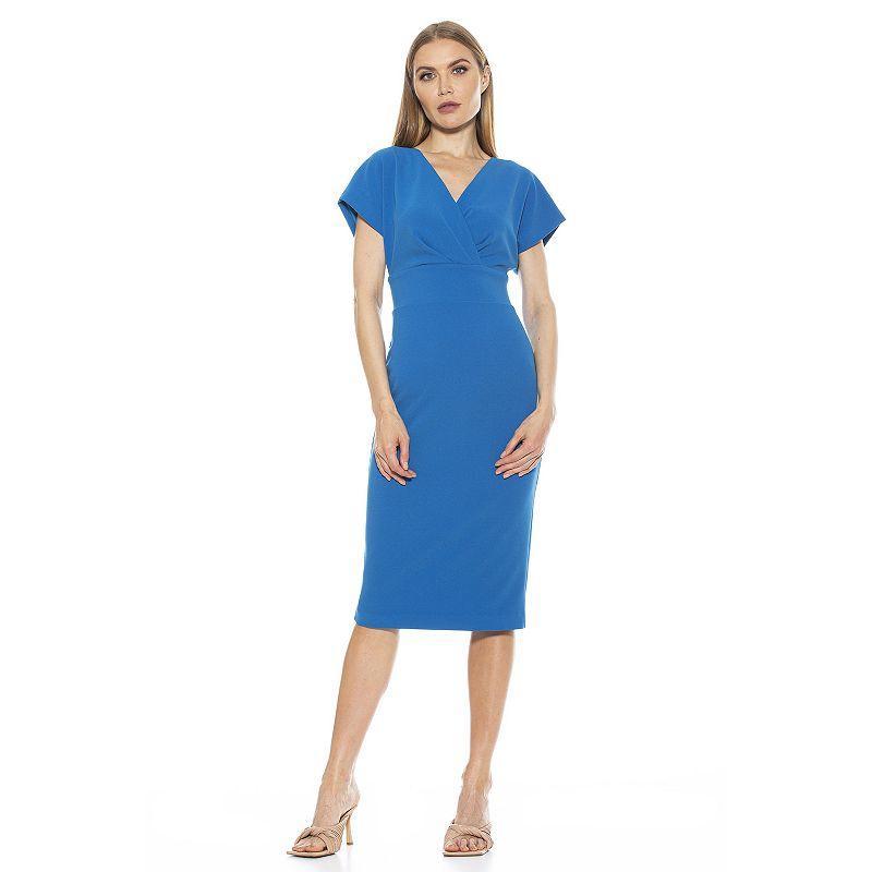 Women's ALEXIA ADMOR Naomi Draped Sheath Dress, Size: XS, Green Product Image