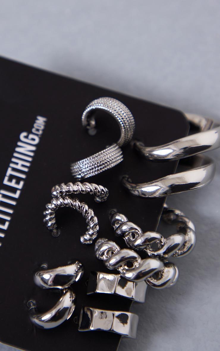 Silver Assorted Textured Small Multipack Hoop Earrings Product Image