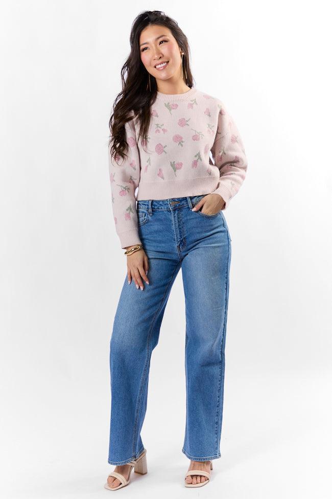 Grand Measures Light Pink Floral Sweater SALE Product Image