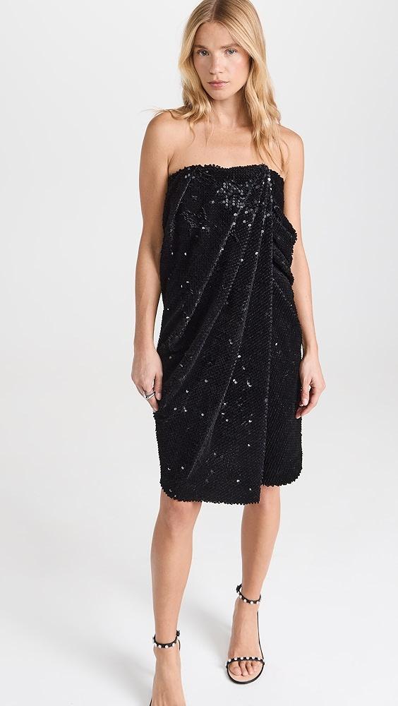 RECTO Velvet Sequin Draped Tube Top Dress | Shopbop Product Image