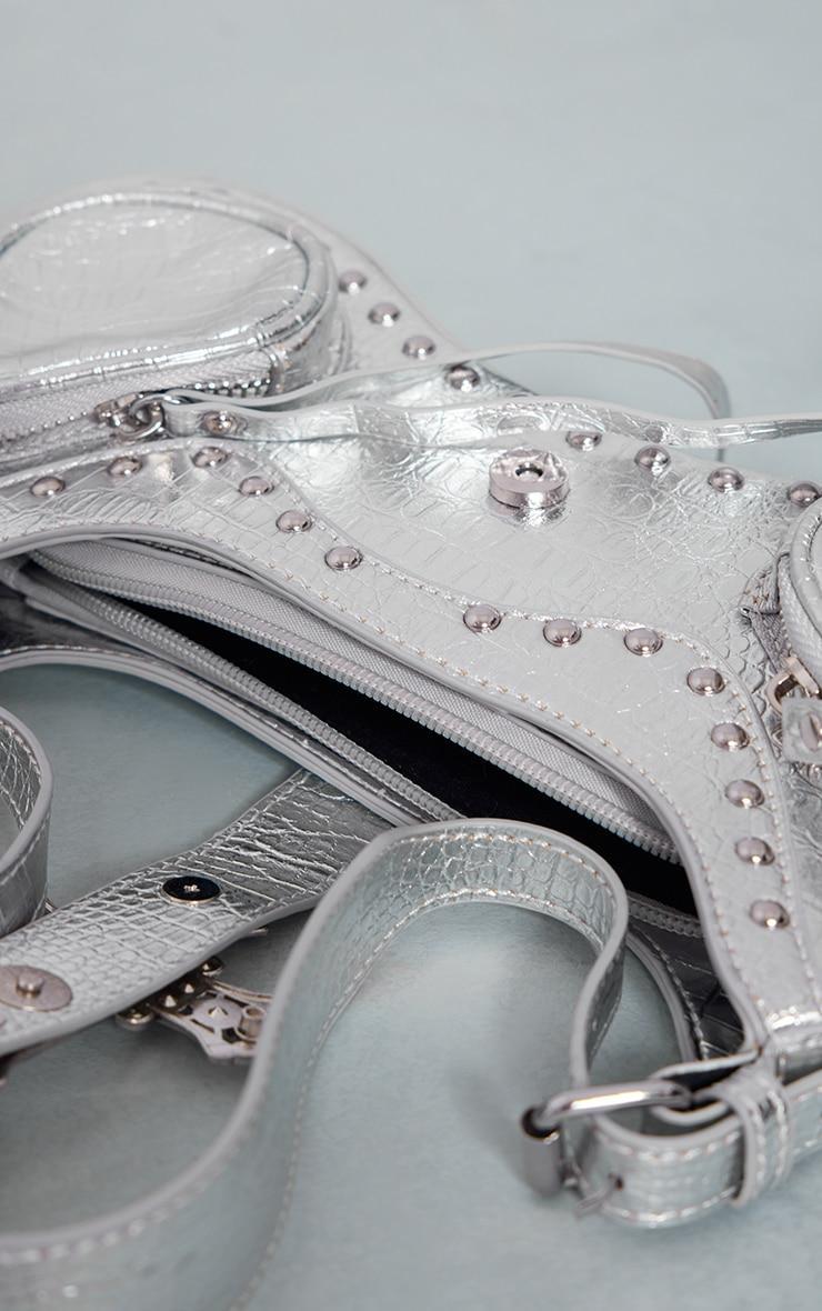 Silver Croc Diamante Cross Western Shoulder Bag Product Image
