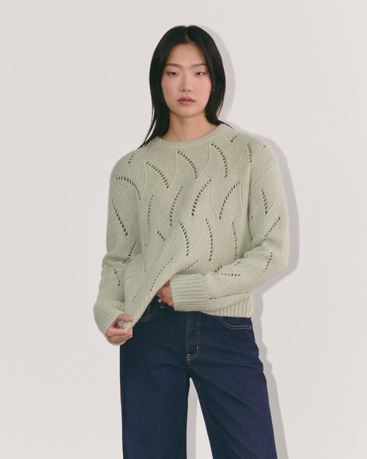 The Pointelle Sweater in Cloud Product Image