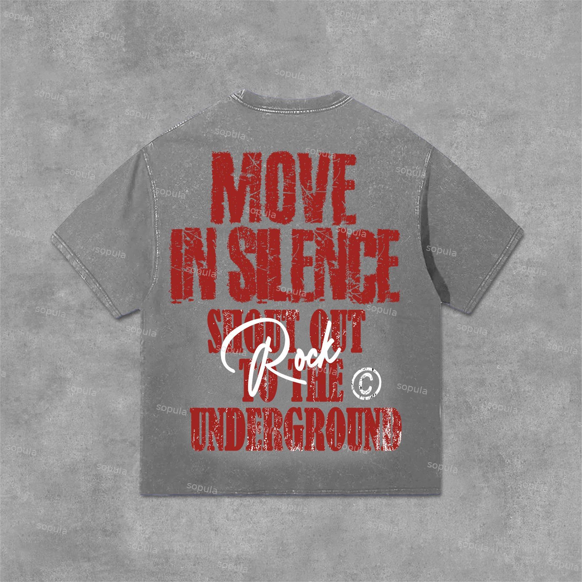 Sopula Move In Silence Graphic Print Acid Washed T-Shirt Product Image