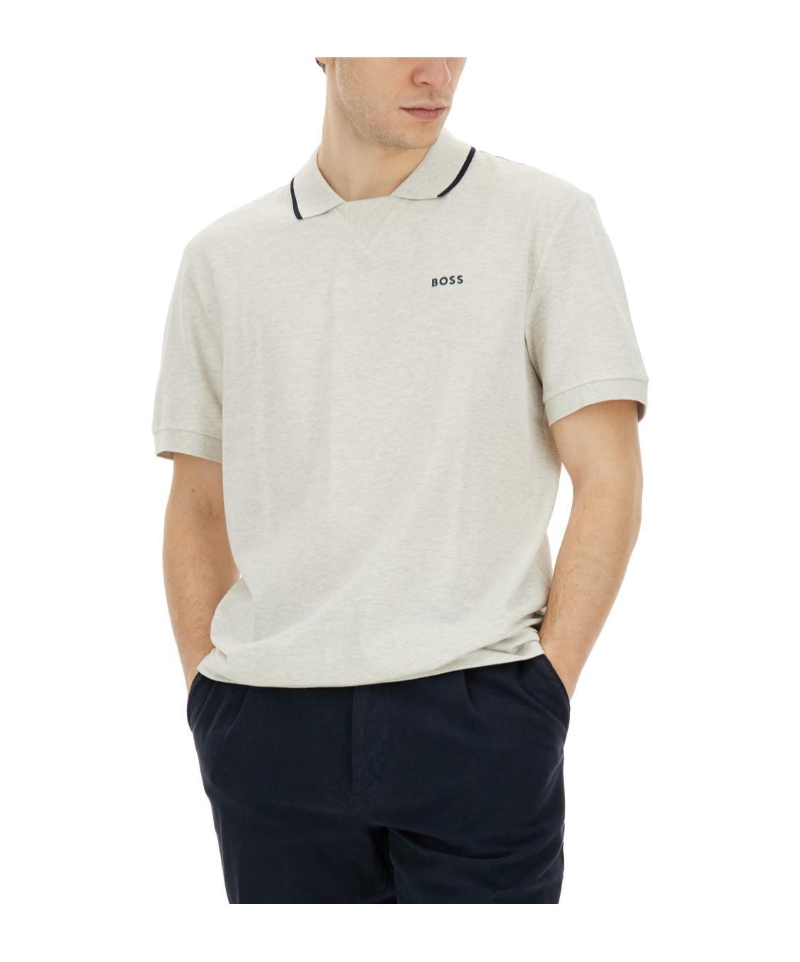 HUGO BOSS Rubberised-logo Polo Shirt In White Product Image
