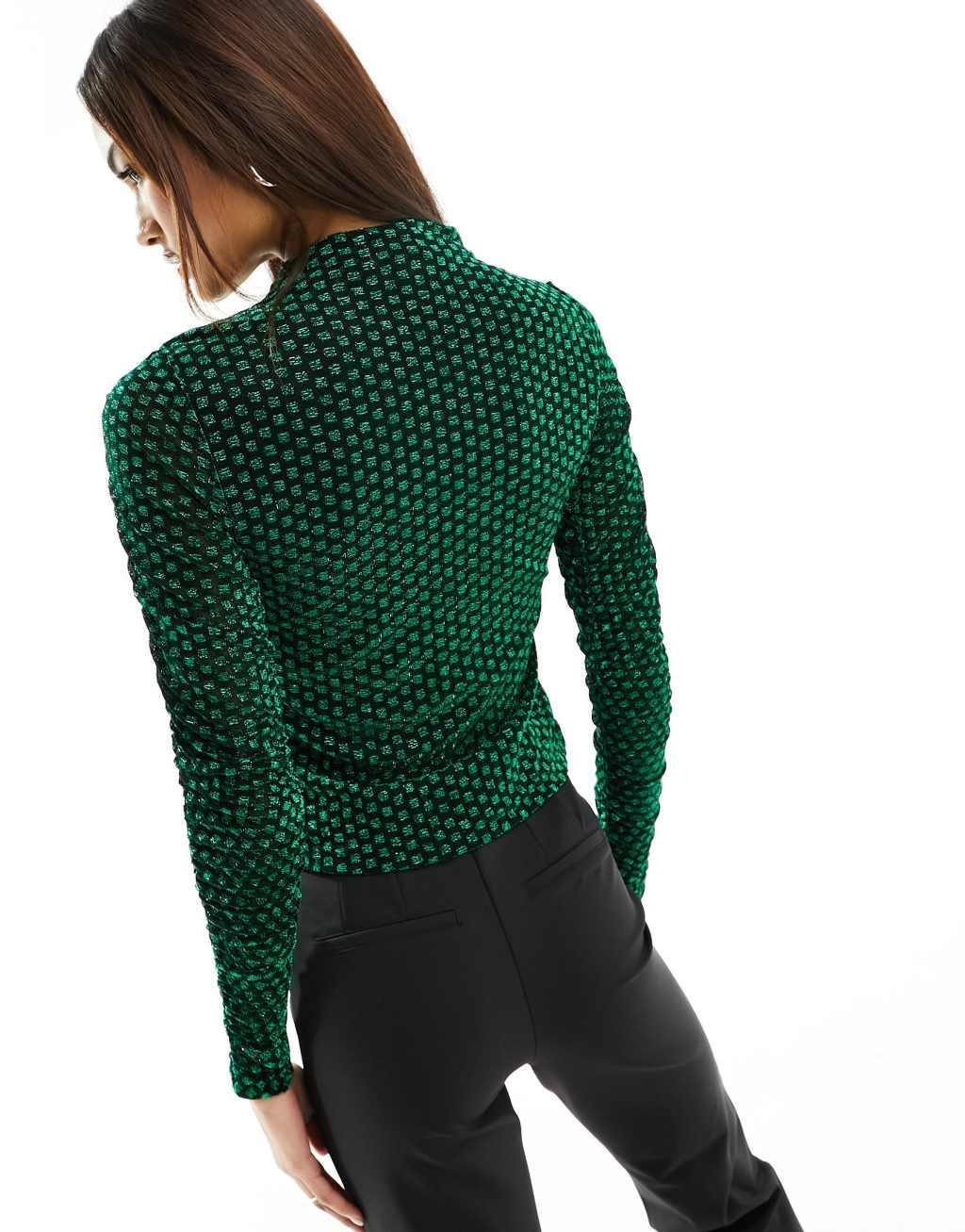 Y.A.S high neck glitter mesh top Product Image