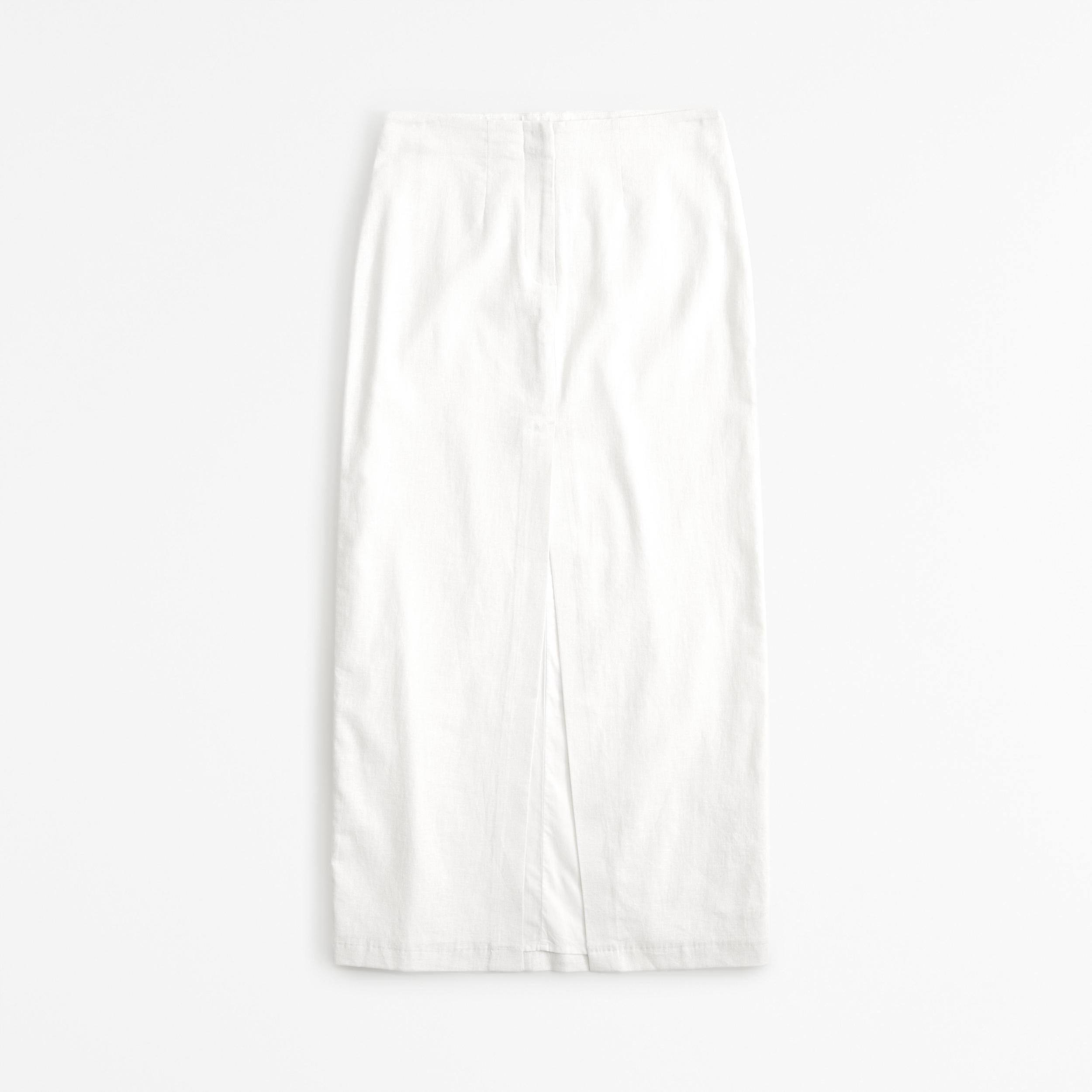 Mid Rise Linen-Blend Maxi Skirt Product Image