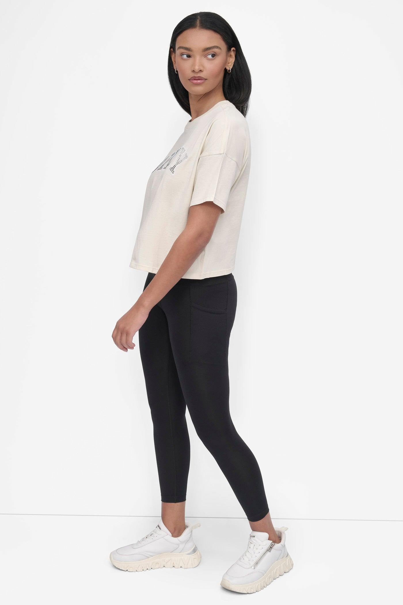 CROPPED OMBRÉ CRYSTAL LOGO TEE Product Image