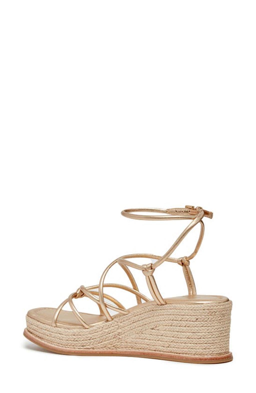 PAIGE Julia Ankle Strap Espadrille Platform Wedge Sandal In Dark Gold Product Image