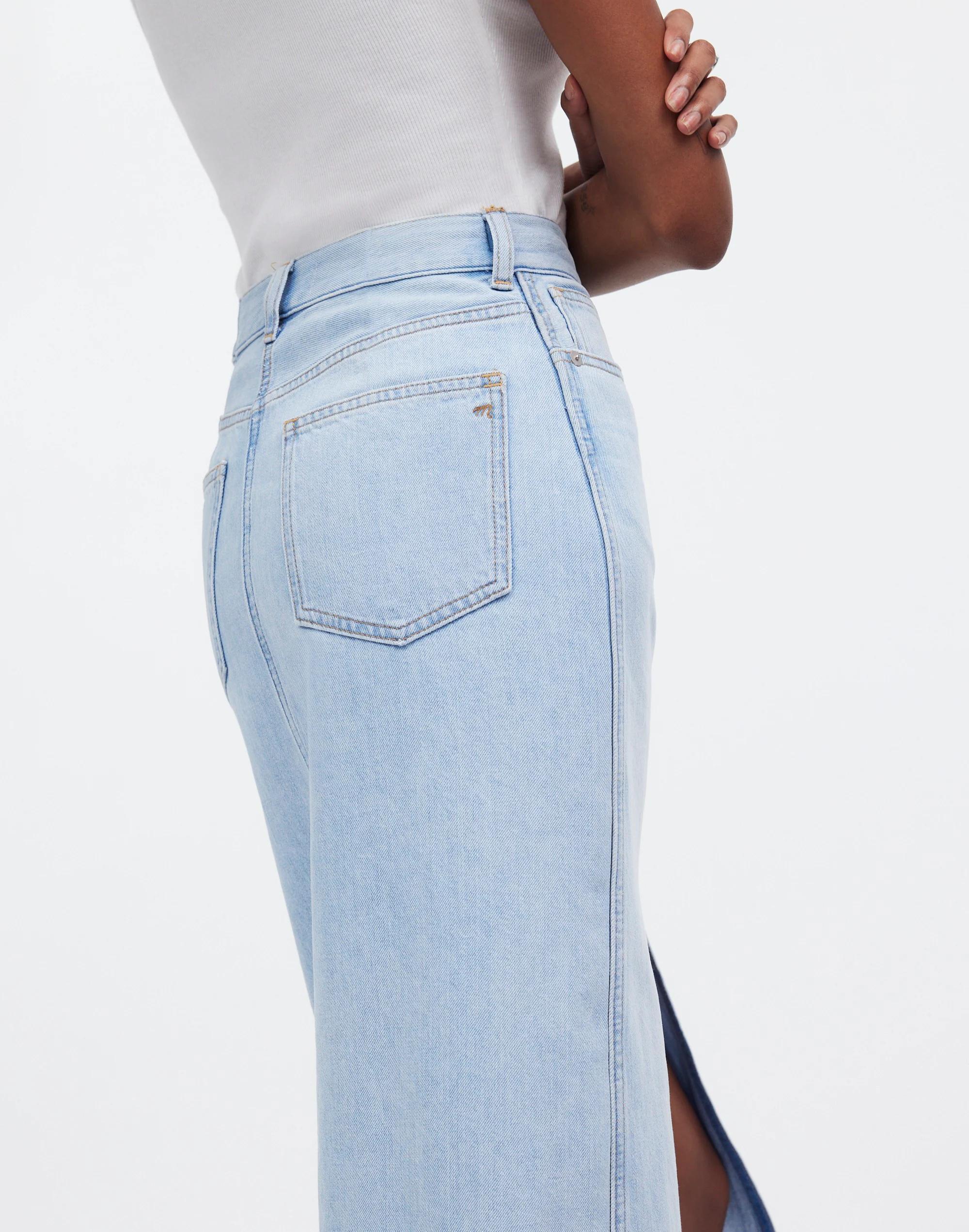 The Rilee Denim Midi Skirt Product Image