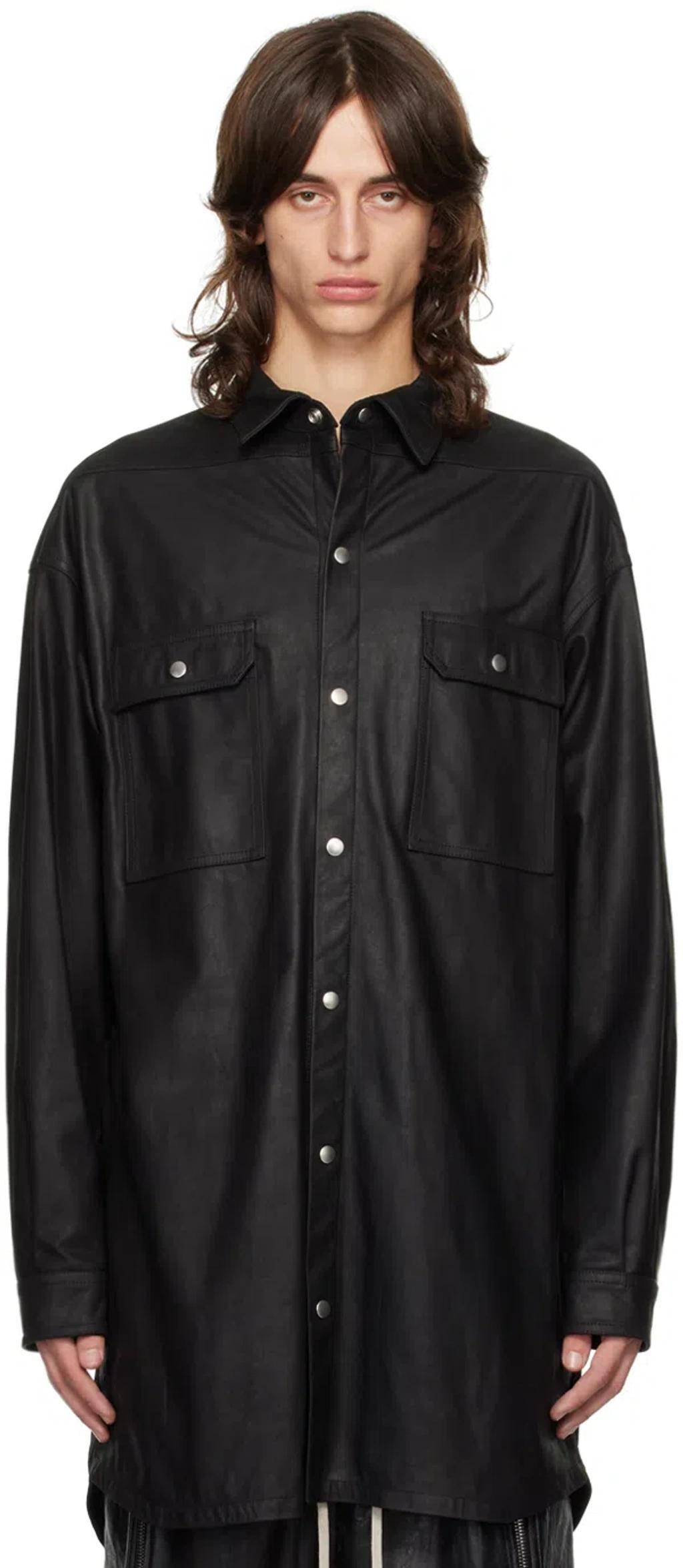 RICK OWENS Oversized Cotton Shirt In Black Product Image