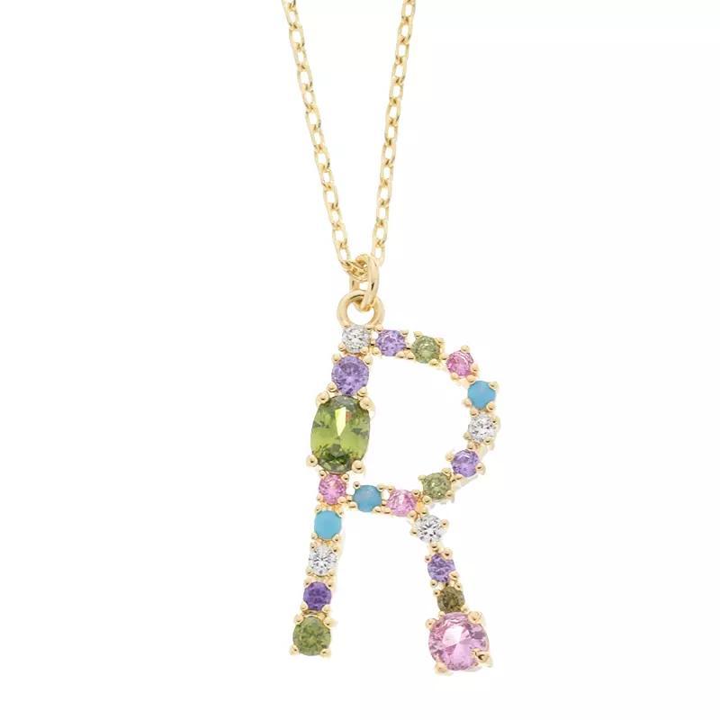 City Luxe Gold Tone Cubic Zirconia Initial Pendant Necklace, Women's, Gold Tone S Product Image
