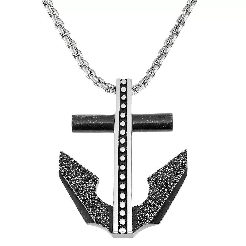 Men's LYNX Two Tone Stainless Steel Anchor Pendant Necklace, Size: 24" Product Image