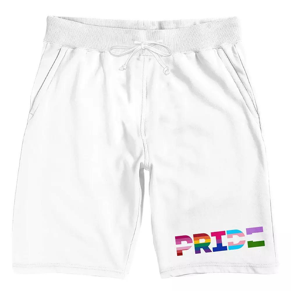Men's Pride Flag Sleep Shorts, Size: Large, White Product Image