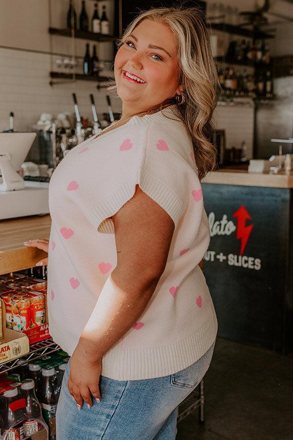 Hugs And Kisses Vest Top in Cream Curves Product Image