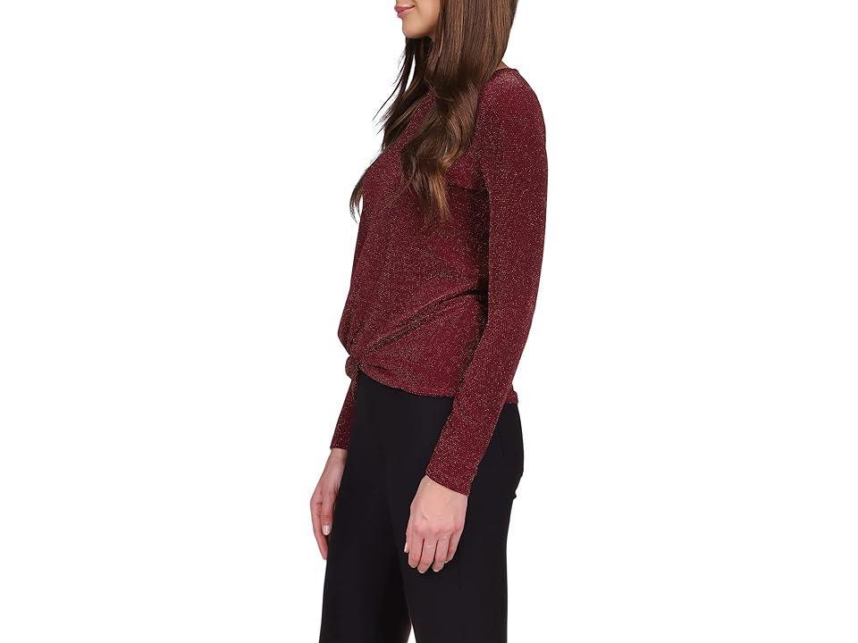 MICHAEL Michael Kors Twist Hem Long Sleeve Top (Dark Ruby) Women's Clothing Product Image