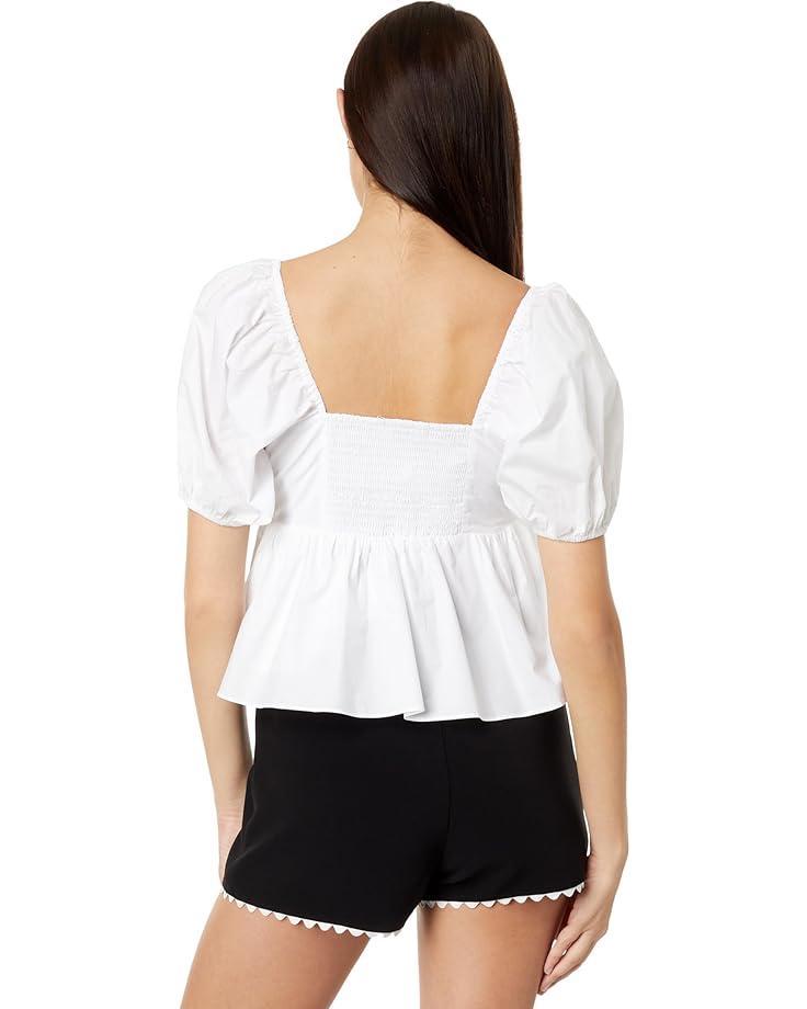 Short Sleeve Split-Neck Collared Top Product Image