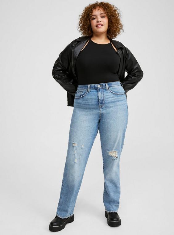 High Rise Straight Elastic Waist Jean Product Image