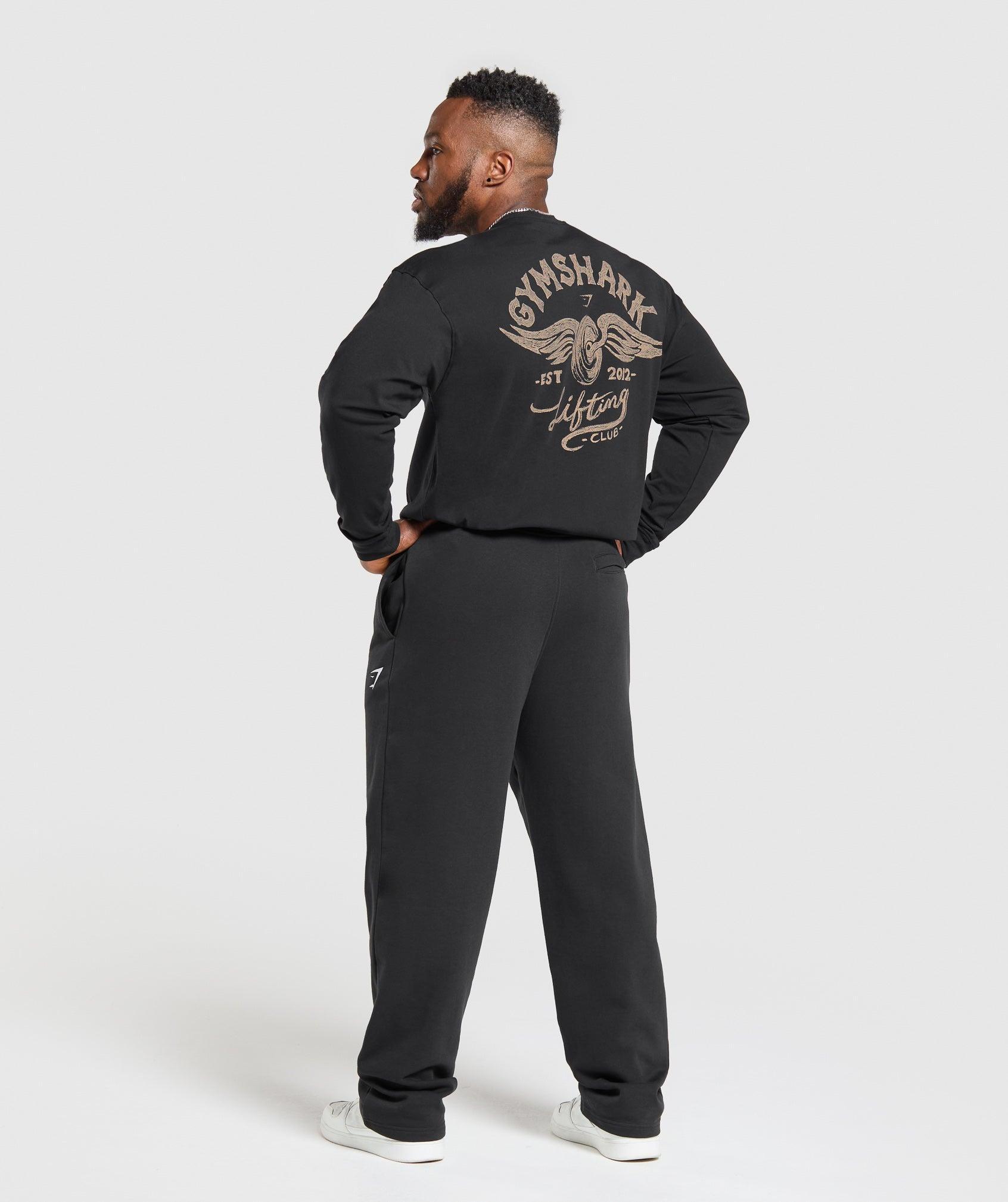 Gymshark Flying Weights Long Sleeve T-Shirt - Black Male Product Image