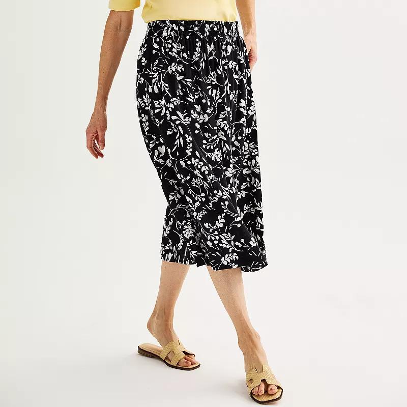 Petite Croft & Barrow Tiered Polished-Front Pull-On Skirt, Women's, Size: XXL Petite, Orange Leaf Texture Product Image