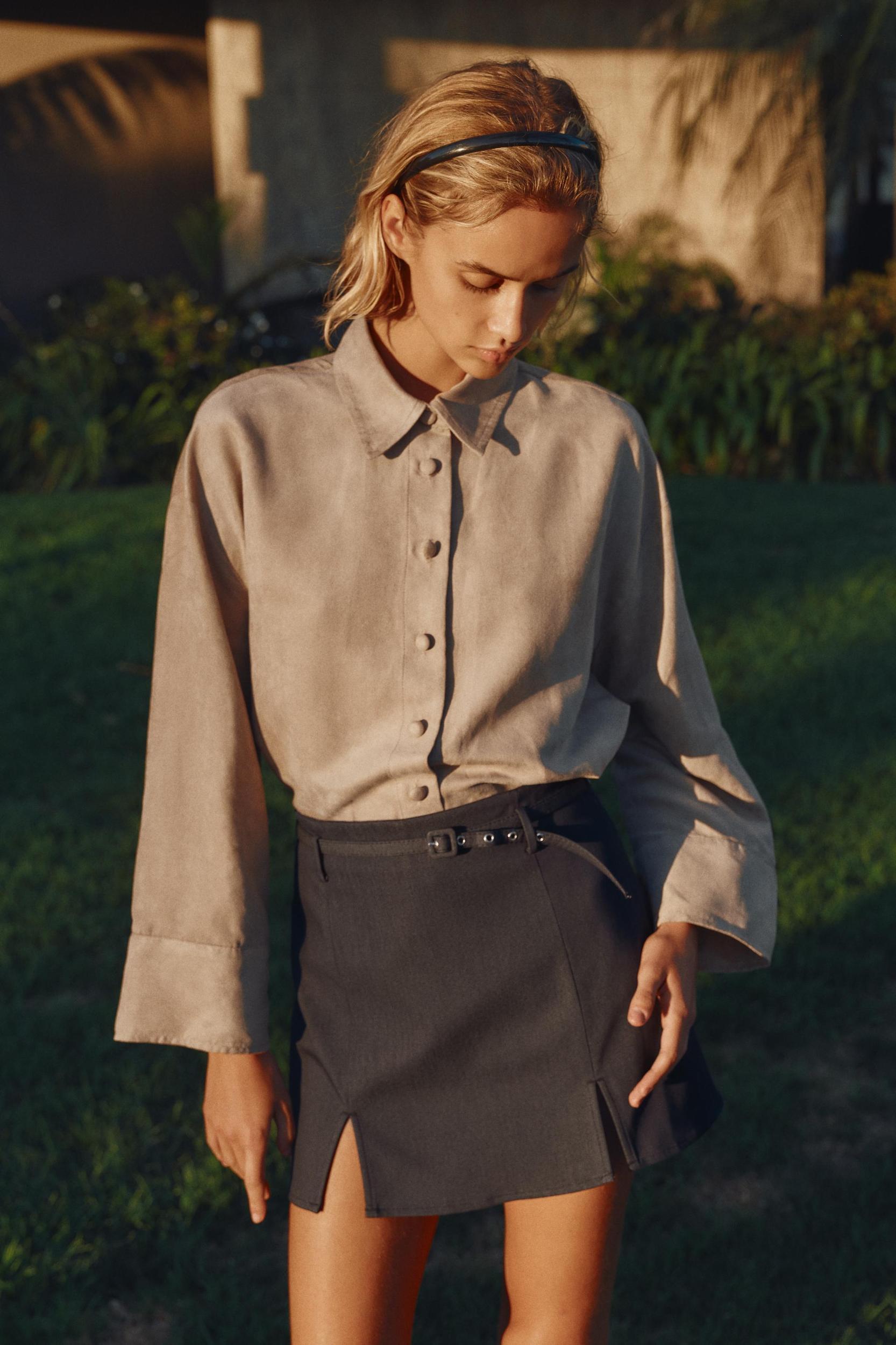 FAUX SUEDE OVERSIZED SHIRT Product Image