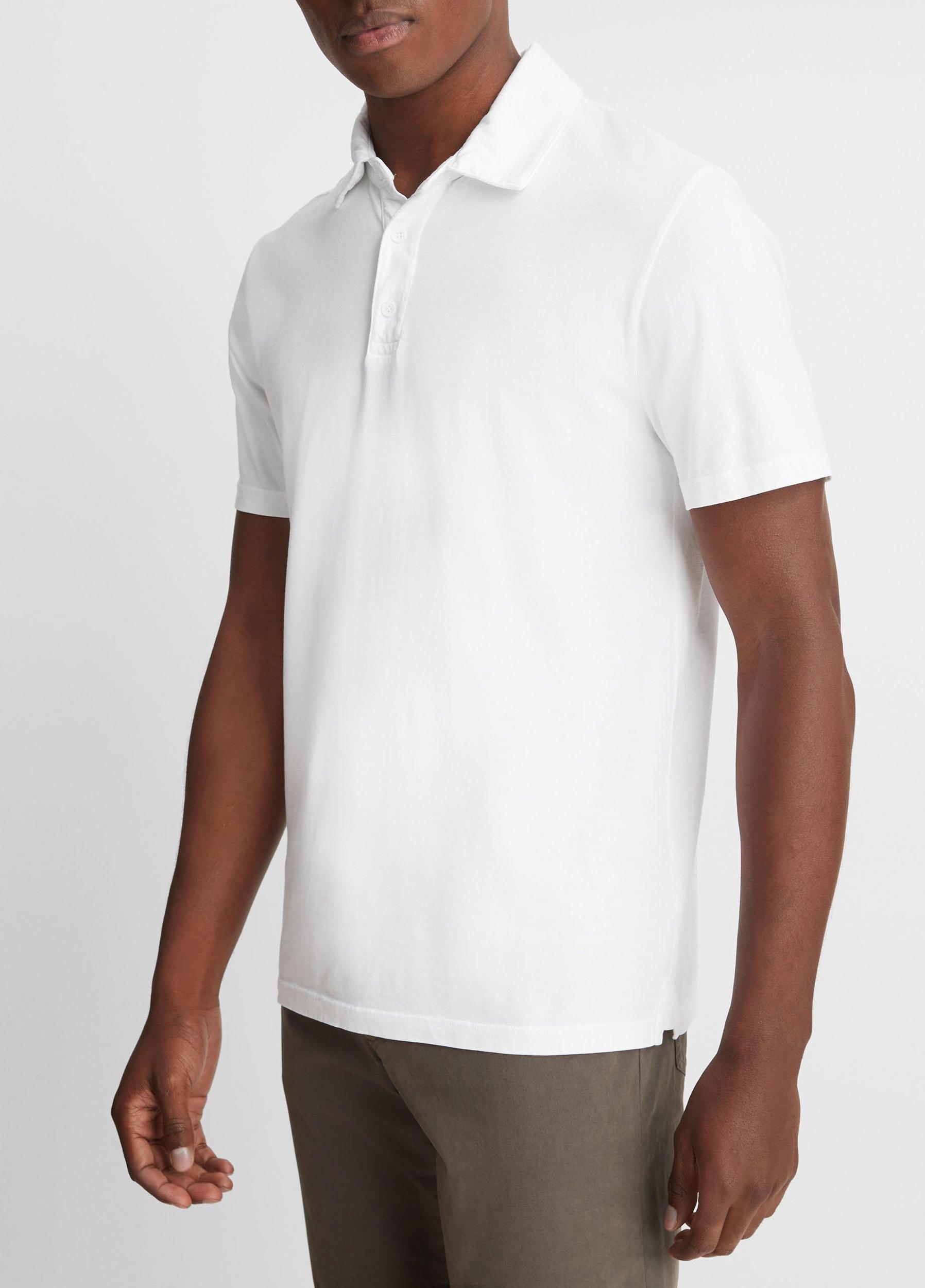 Mens Garment Dye Cotton Polo Shirt, Optic White, Size S Vince Product Image