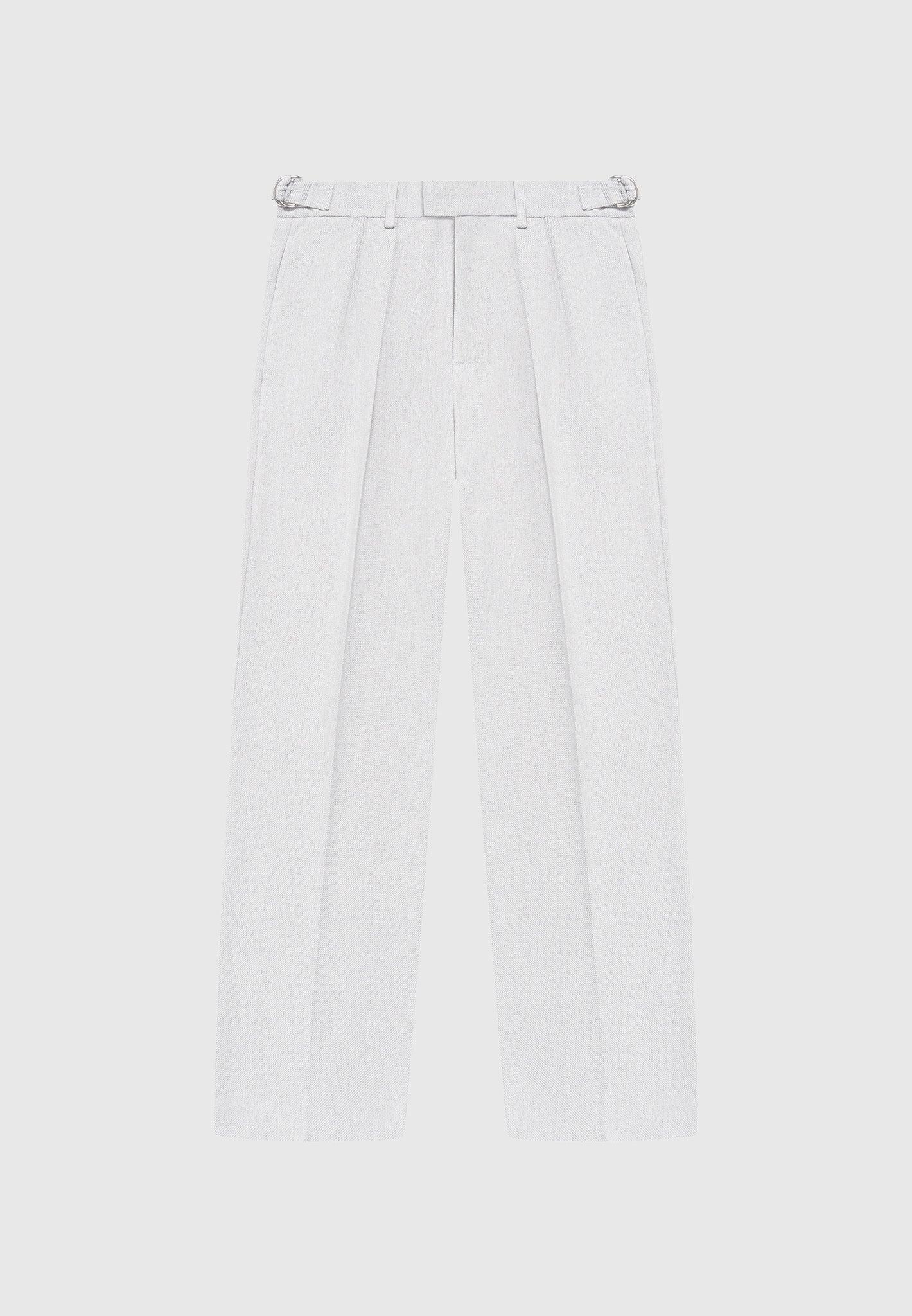 Relaxed Fit Textured Pleated Tailored Trousers - Grey Male Product Image