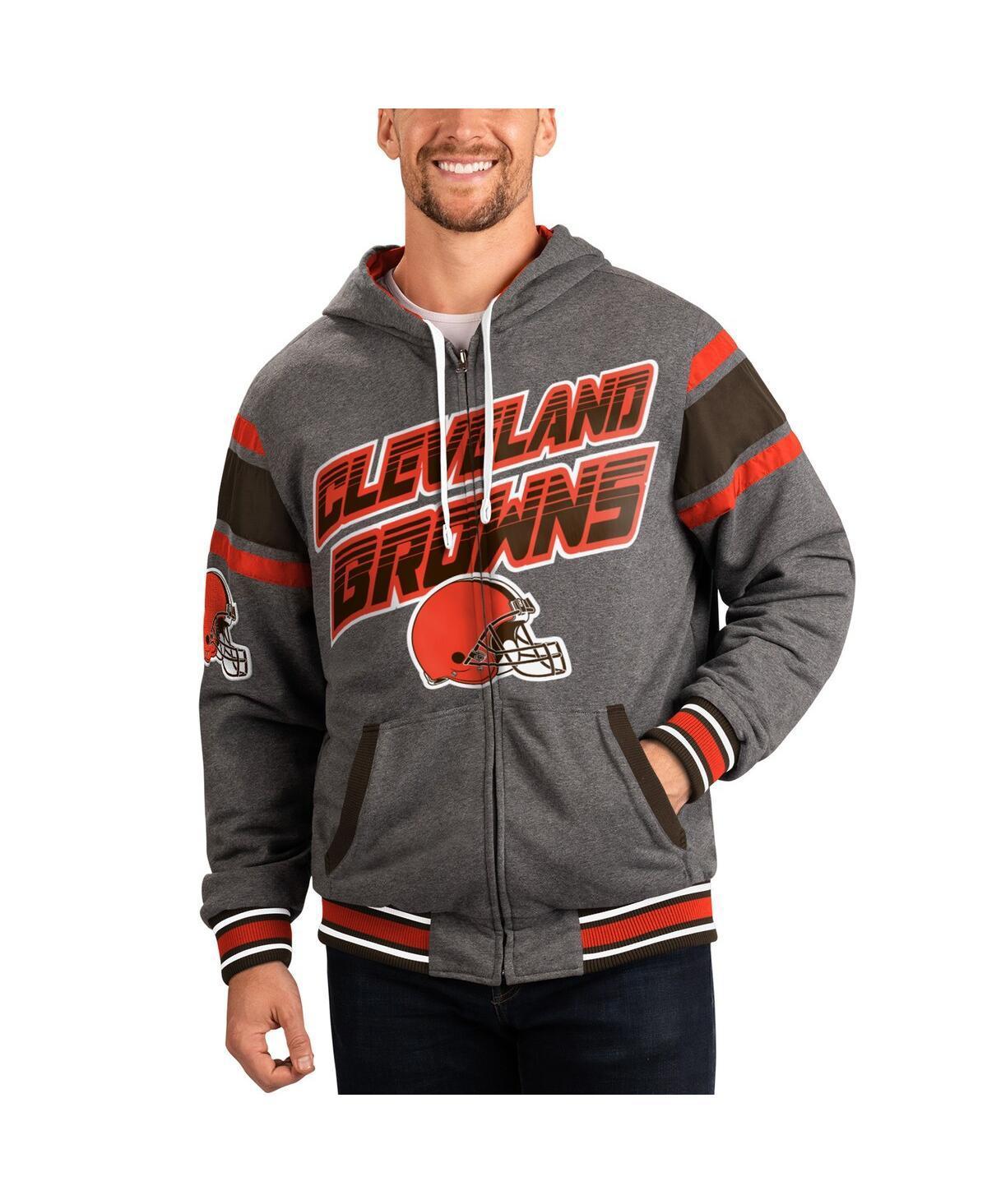 Men's G-III Sports by Carl Banks Brown/Gray Cleveland Browns Extreme Full Back Reversible Hoodie Full-Zip Jacket, Size: Medium Product Image