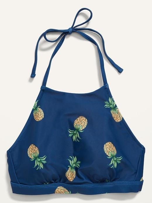 Printed Halter Cropped Swim Top Product Image