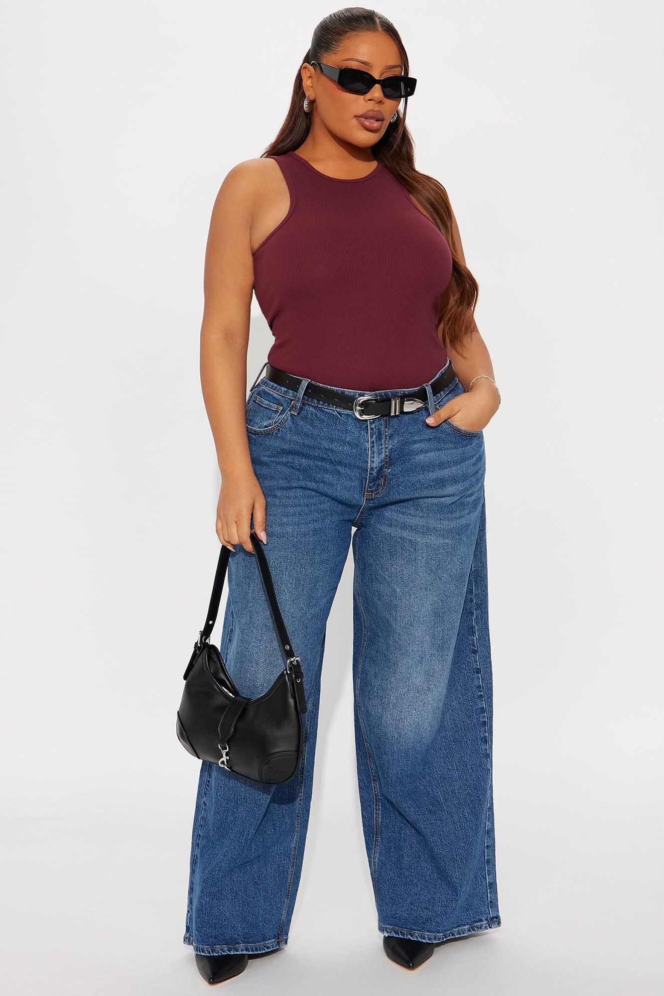 Model Attitude Racerback Bodysuit - Burgundy Product Image