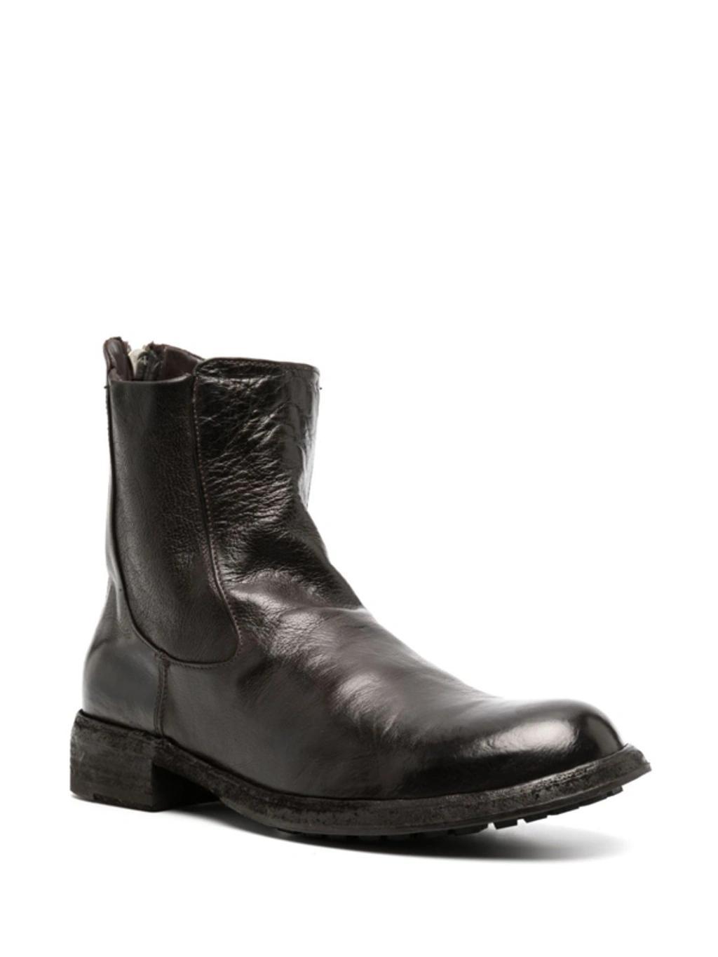 OFFICINE CREATIVE Round-toe Leather Boots In Brown Product Image