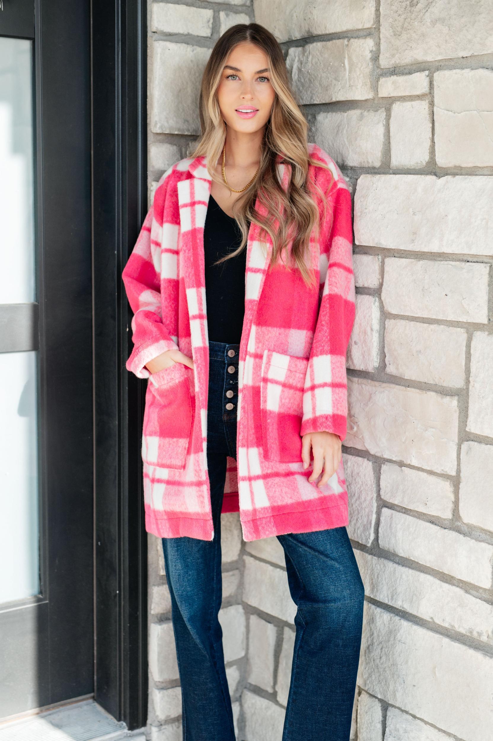 Passion in Plaid Coat in Pink (Online Exclusive) Product Image