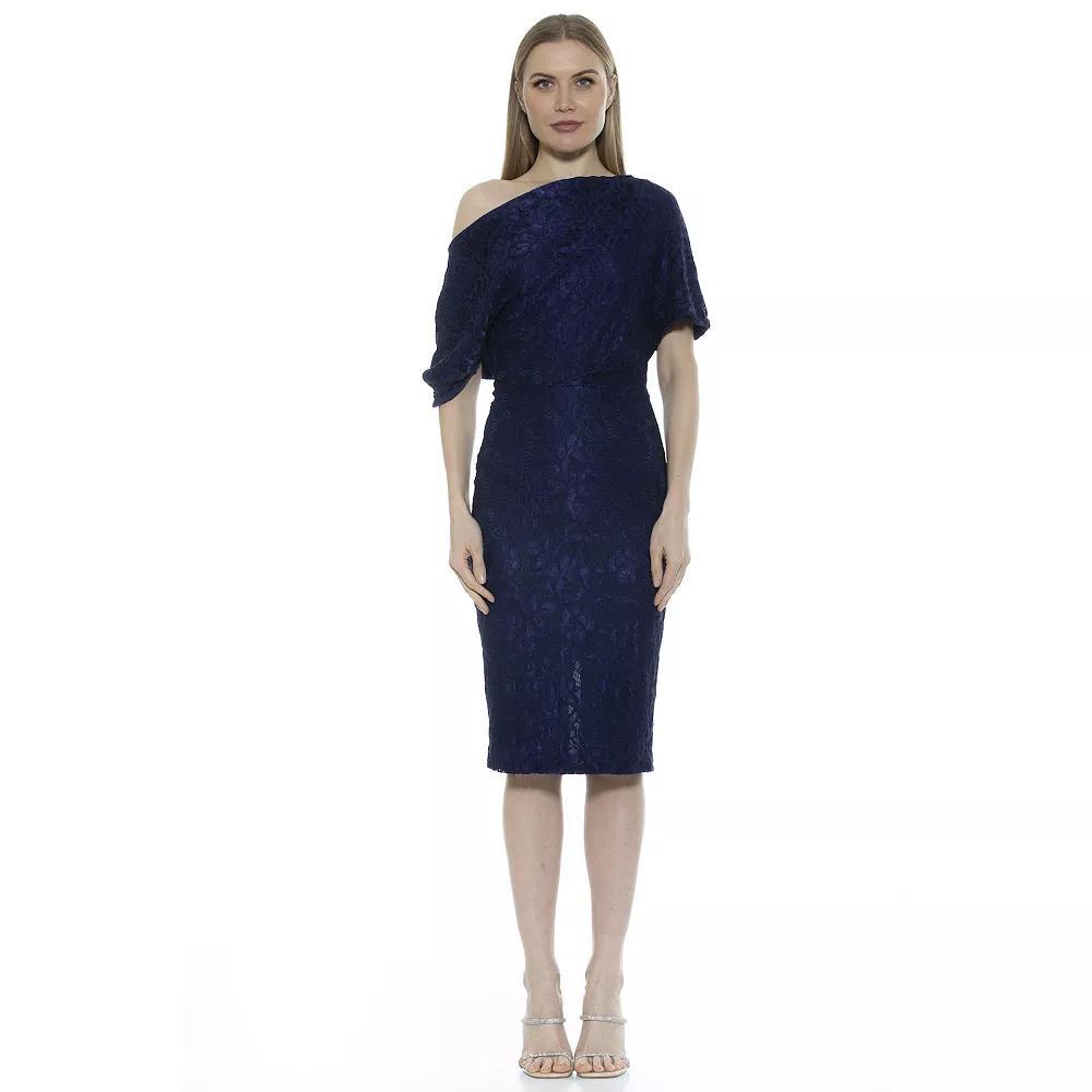Women's ALEXIA ADMOR One-Shoulder Lace Sheath Dress, Size: XS, Pink Product Image