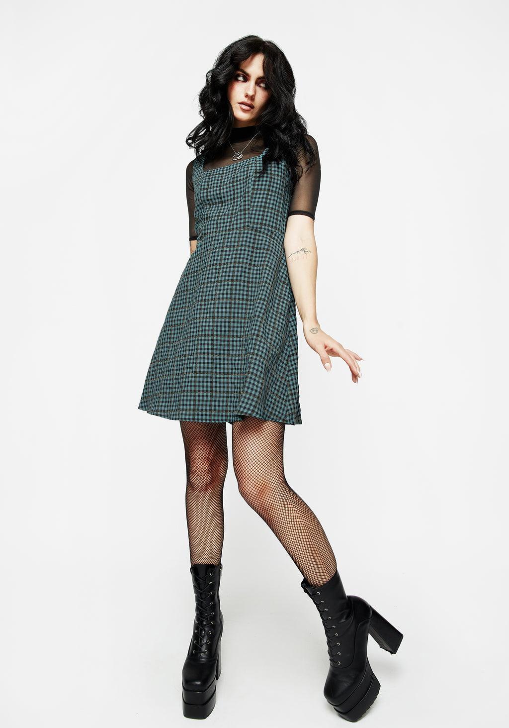Restless Check Mini Apron Dress Product Image