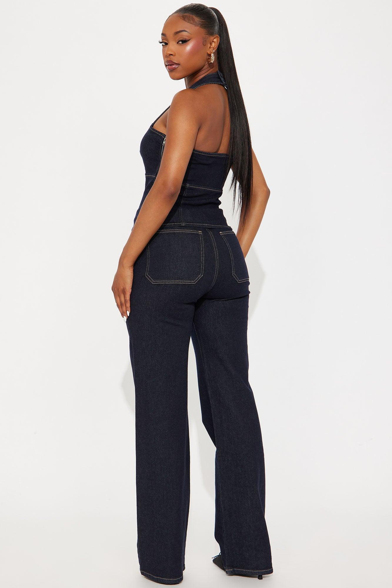 Annice Denim Halter Pant Set - Dark Wash Product Image