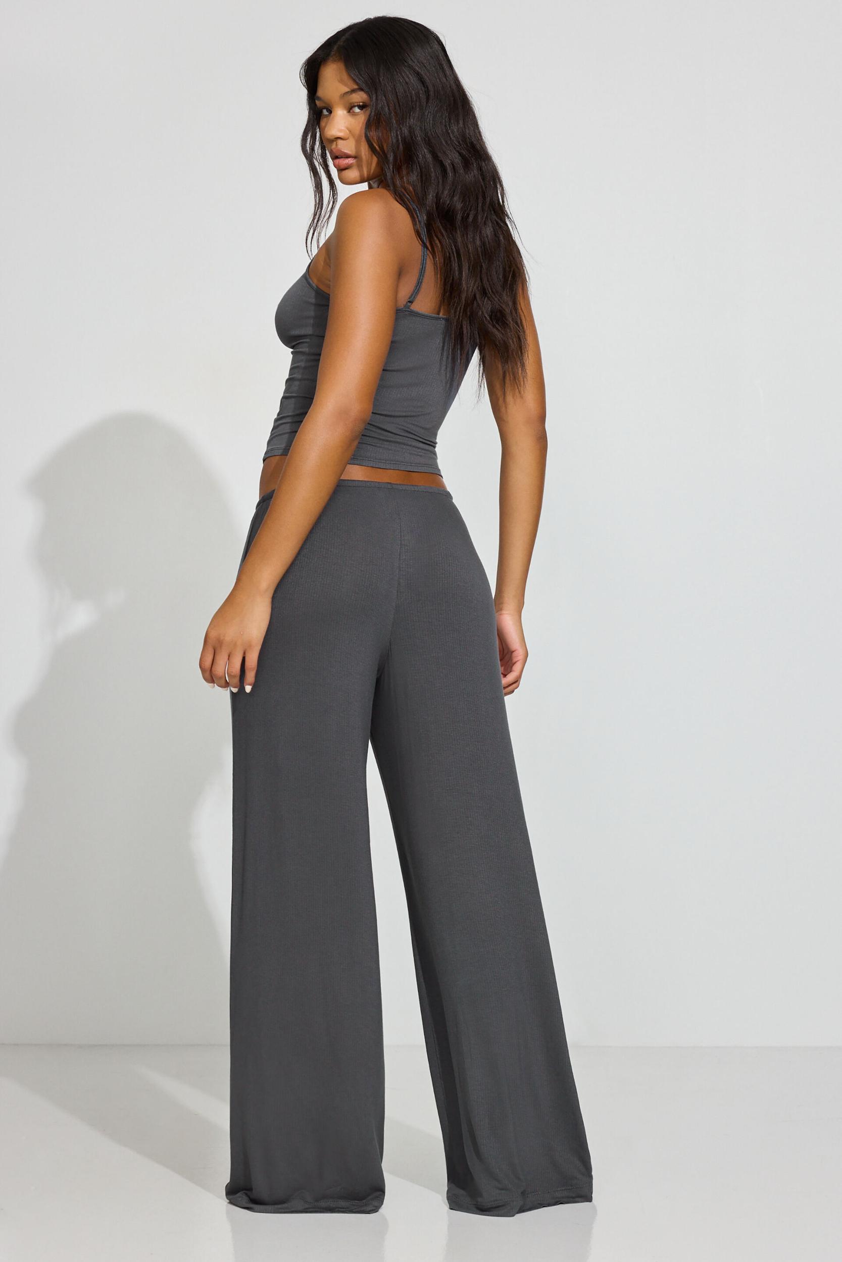 Sheer Ribbed Slouchy Pants Product Image