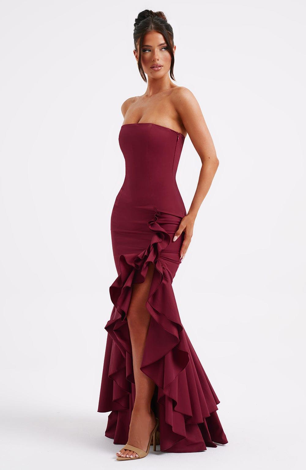Angelina Maxi Dress - Burgundy Product Image