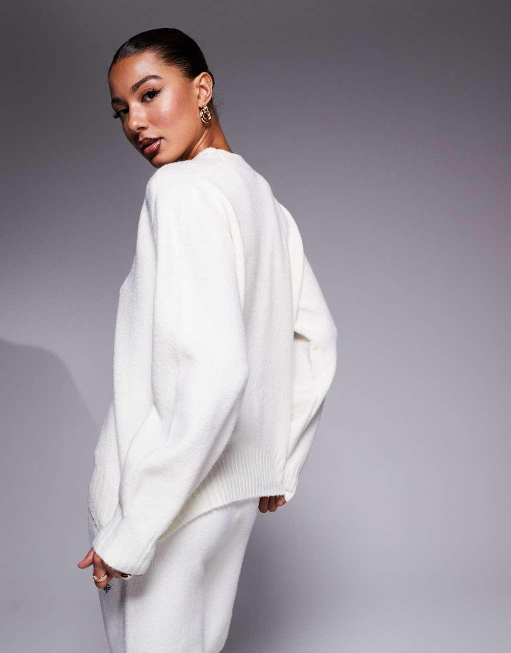 The Couture Club knit emblem sweater in off white - part of a set  Product Image
