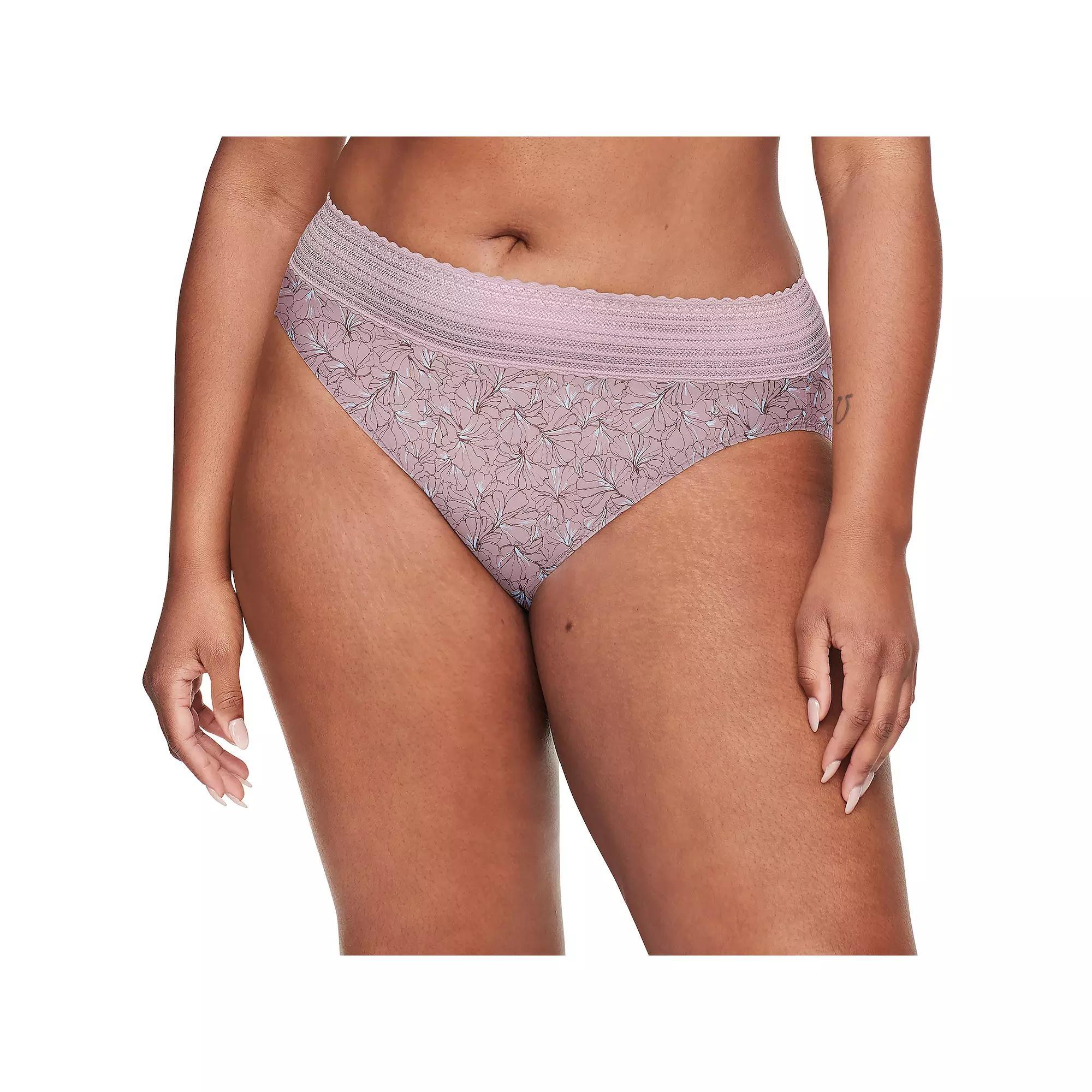 Warners No Pinching, No Problems Dig-Free Comfort Waist with Lace Microfiber Hi-Cut 5109J, Womens Purple Liles Product Image