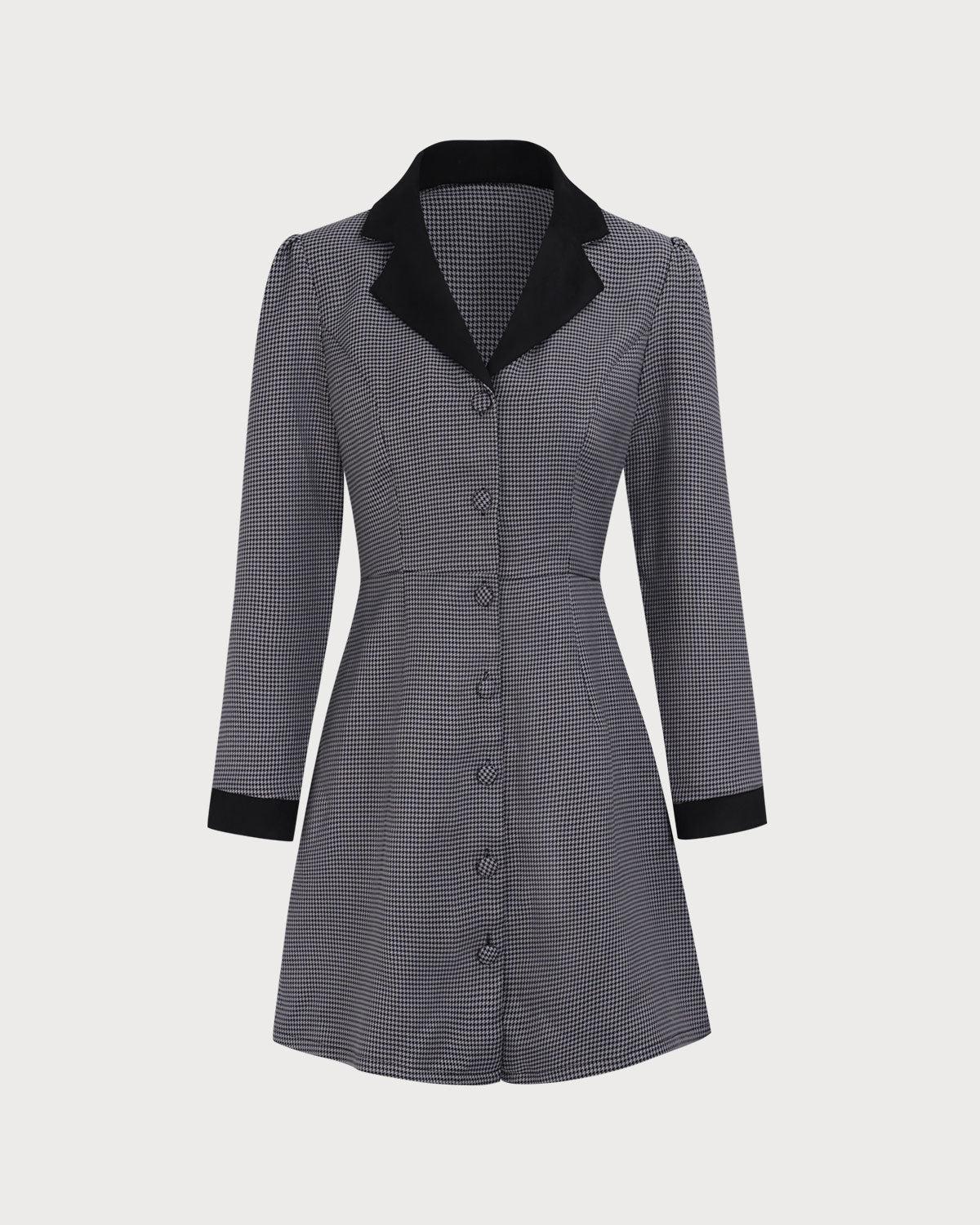 Women's Grey Plaid Contrasting Mini Dress Female Product Image