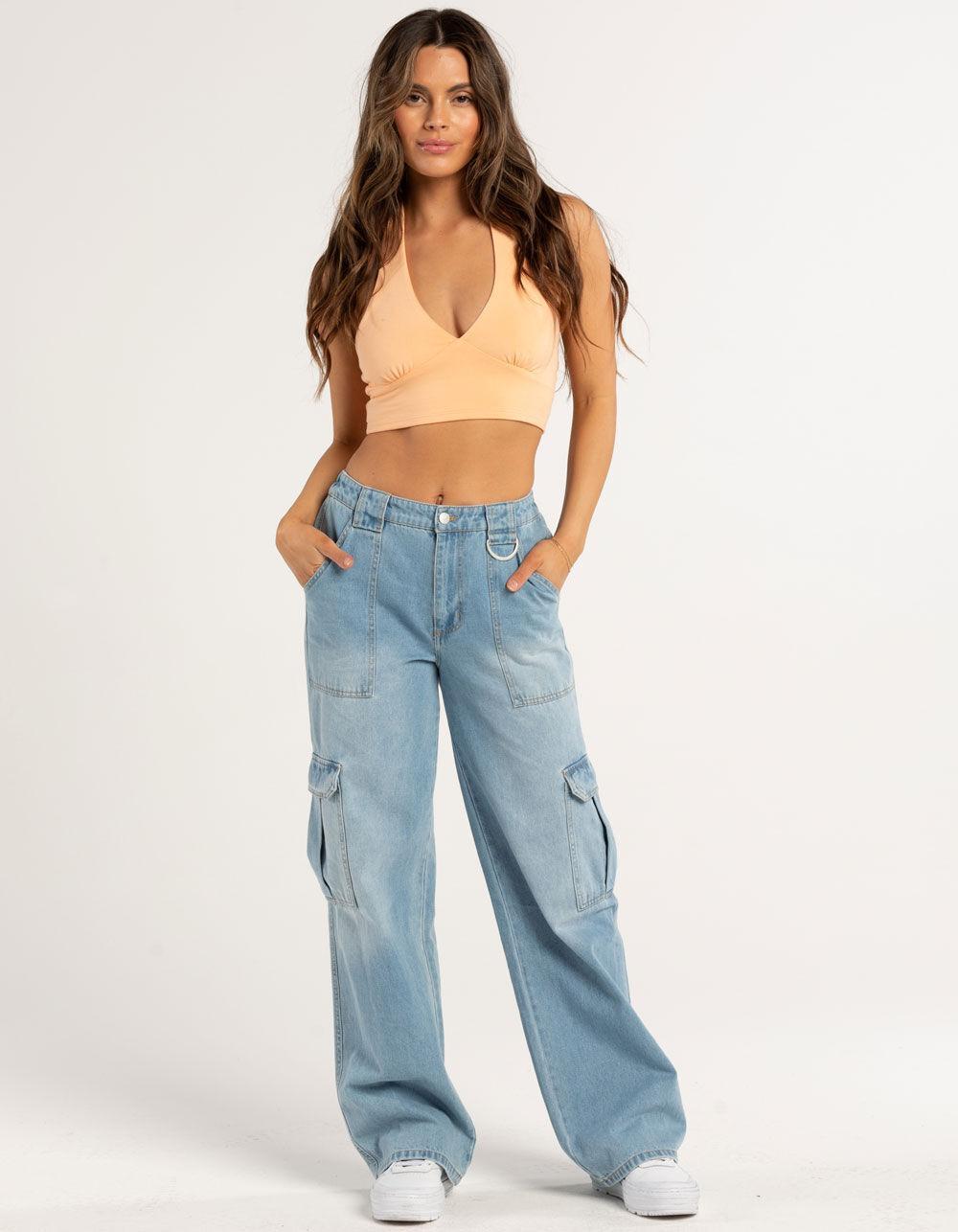 FULL TILT Womens Halter Top - LIGHT BLUE Product Image